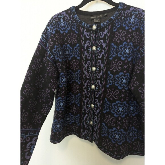 Nomadic Trading Cardigan Womens Purple Lambswool Size M - Picture 3 of 10